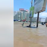 غرق كلي لخط التسعين بجوار جولة السفينة جراء الأمطار الغزيرة