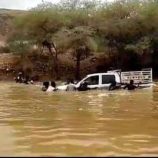 السيول تجرف سيارتين