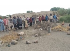 عشرات المواطنين يقطعون طريق خط جعار – زنجبار احتجاجا على هذا الأمر