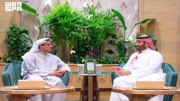 محمد بن سلمان ومنصور بن زايد يبحثان العلاقات الثنائية وتطورات المنطقة