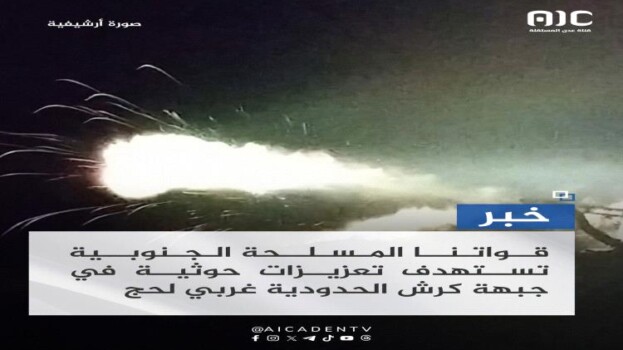 مدفعية القوات الجنوبية تستهدف تعزيزات حوثية في جبهة كرش الحدودية